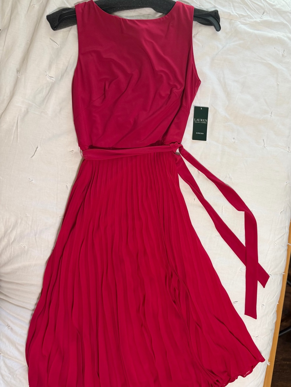 Ralph Lauren Berry pleated sleeveless midi dress
